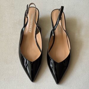 NWT Black Patent Slingback Wedge Pumps 10.5